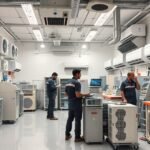 فني يستخدم جهاز فحص كهربائي حديث داخل منزل في جابر الأحمد