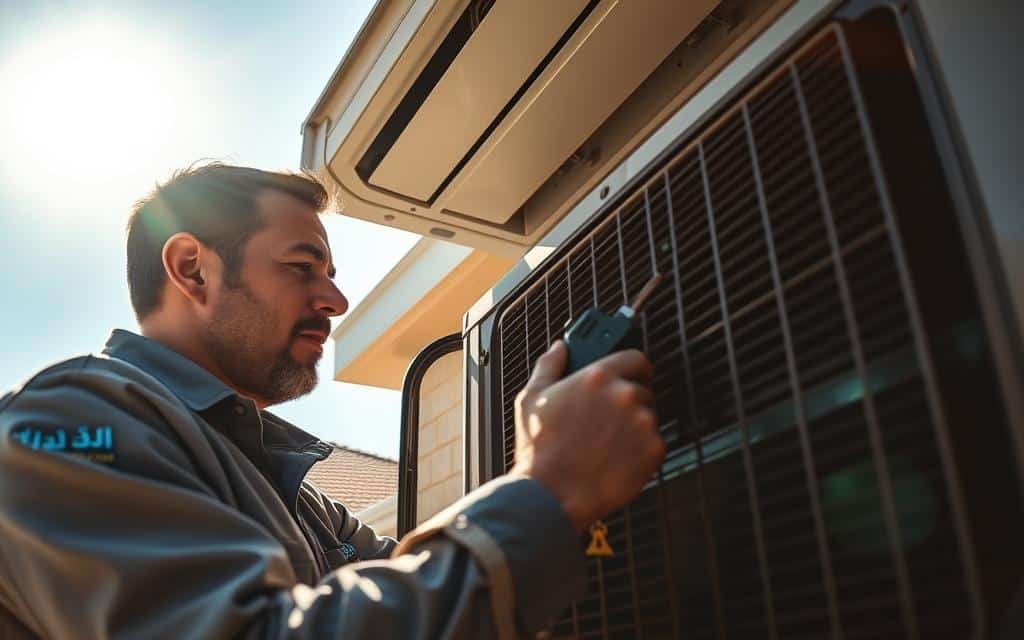 فني كهربائي يقوم بفحص التمديدات الكهربائية داخل منزل في المسايل