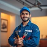 فني كهربائي يفحص لوحة توزيع داخل منزل في قرطبة الكويت